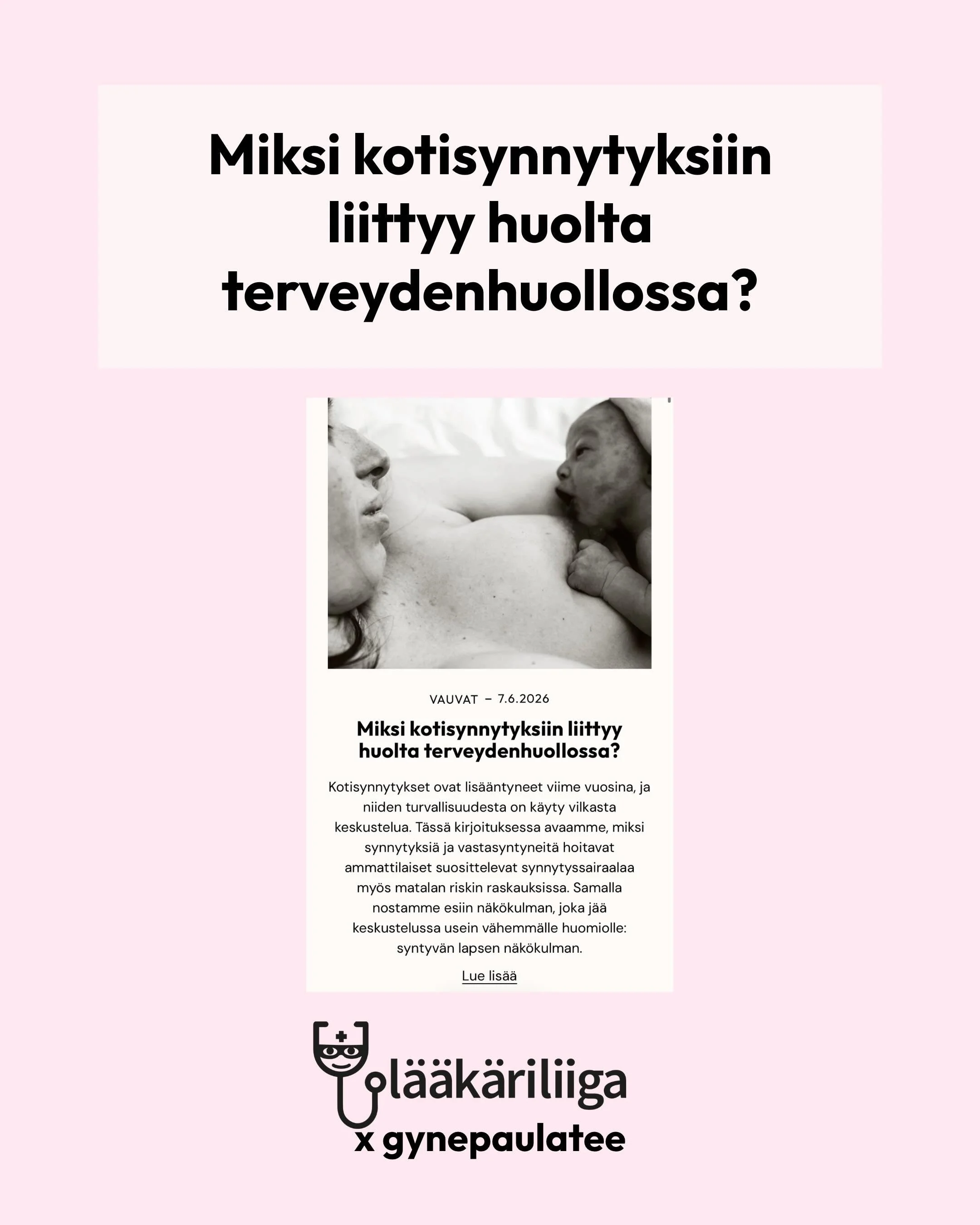 Eilen vietettiin kansainv&auml;list&auml; kotisynnytysp&auml;iv&auml;&auml;.

Kotisynnytyksist&auml; k&auml;yd&auml;&auml;n paljon keskustelua, jossa korostuvat usein synnytt&auml;j&auml;n kokemukset, itsem&auml;&auml;r&auml;&auml;misoikeus sek&auml;
