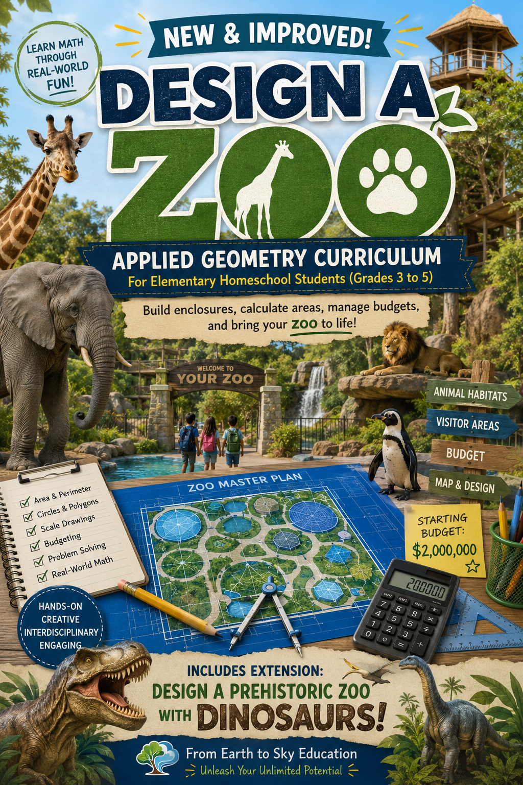 Design a Zoo: Applied Geometry Curriculum  Hands-On Geometry, Budgeting, Animal Science, and Creative Design for Grades 3 to 5
