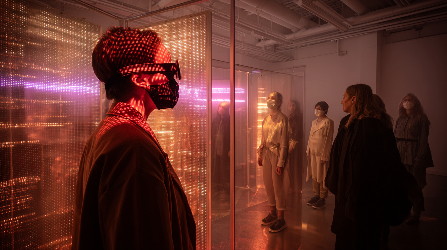 The Algorithm Will See You Now (2025). Installation view. A visitor vaiting to enter the AI-managed clinic.
