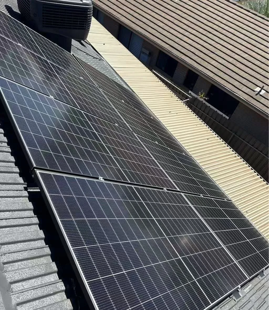 Solar panels installed on a rooftop.