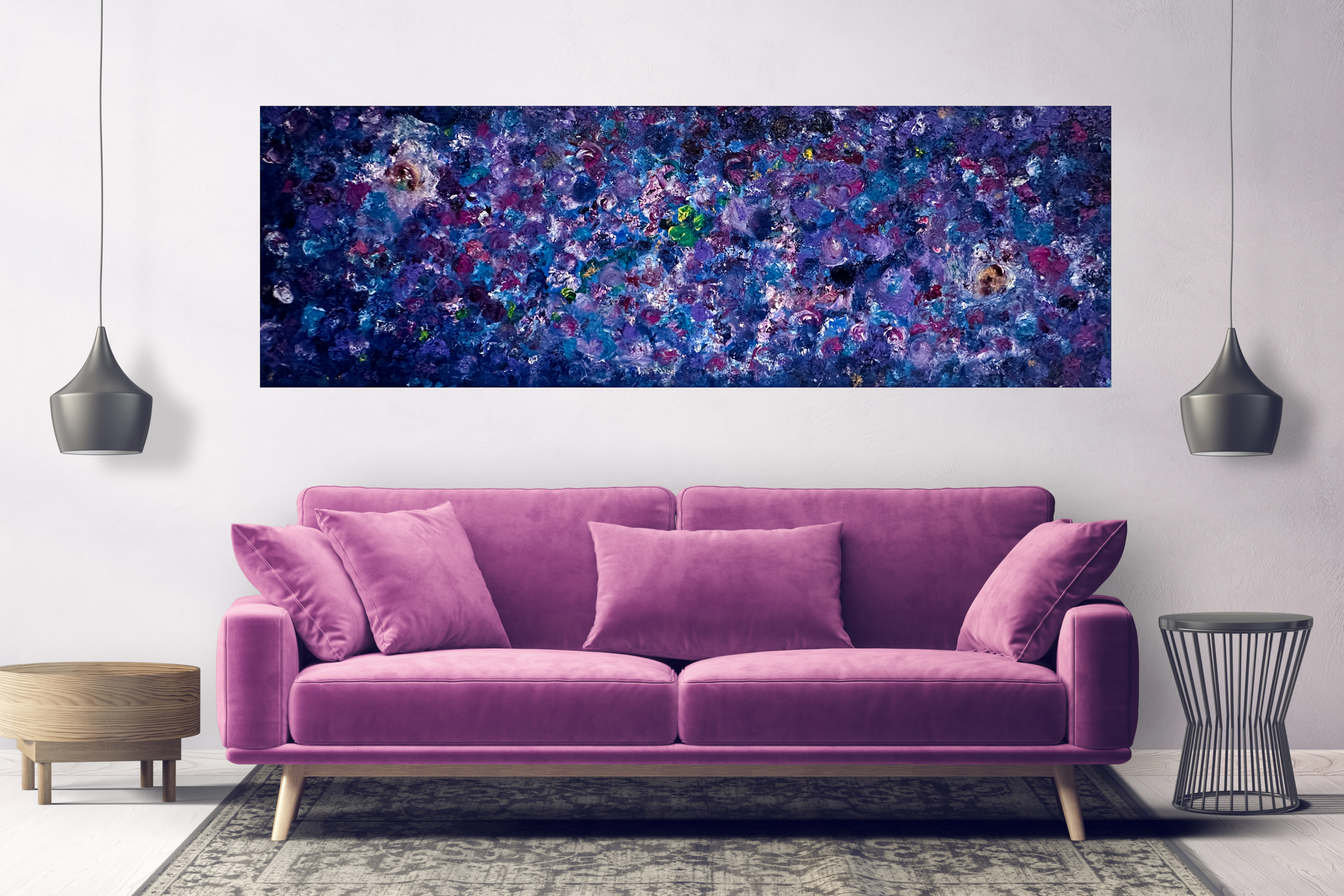 'Enchanted Twilight' Abstract, heavily textured oil painting