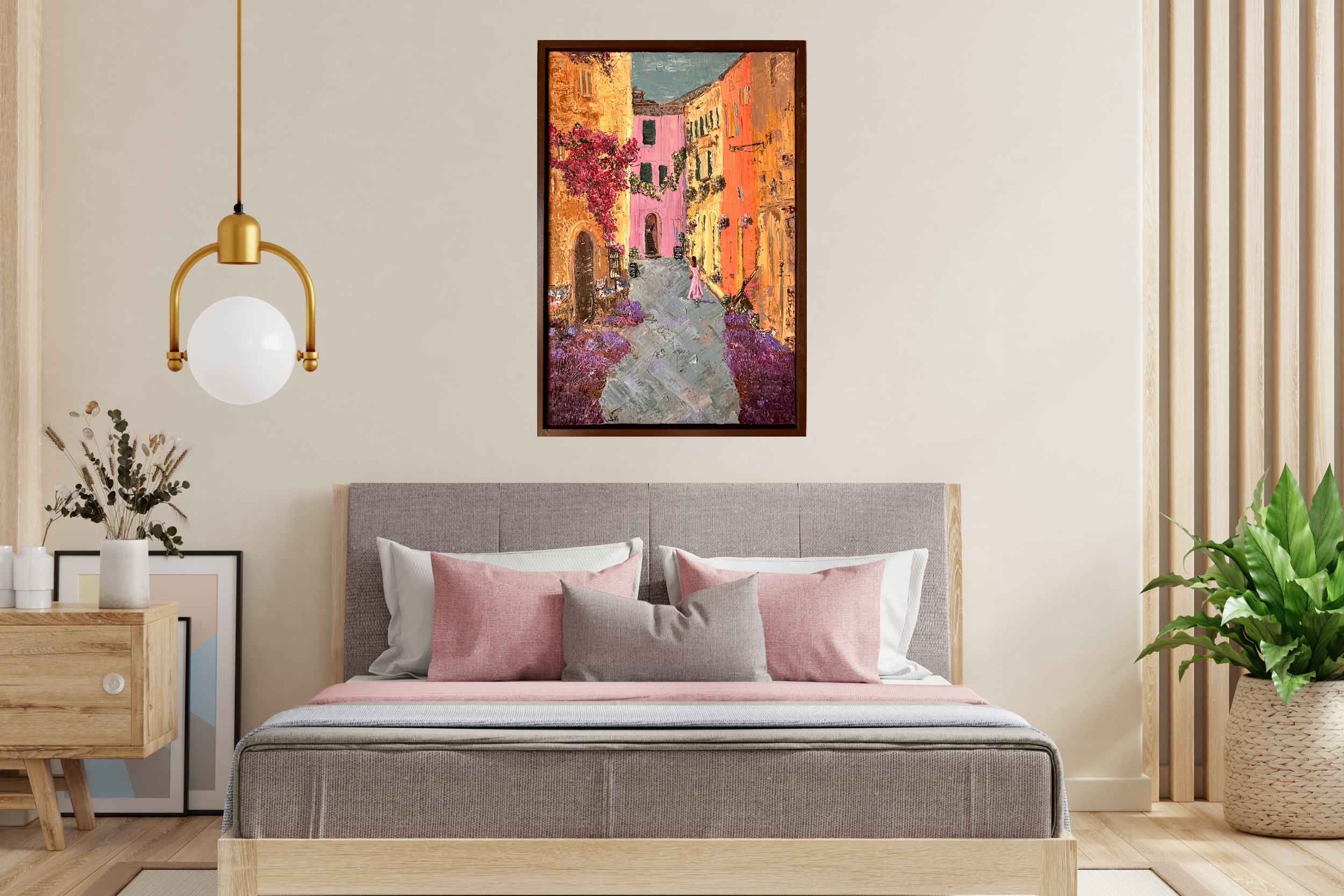 'Lavender Days' - Tuscan Hill Town Oil Painting 90x60cm