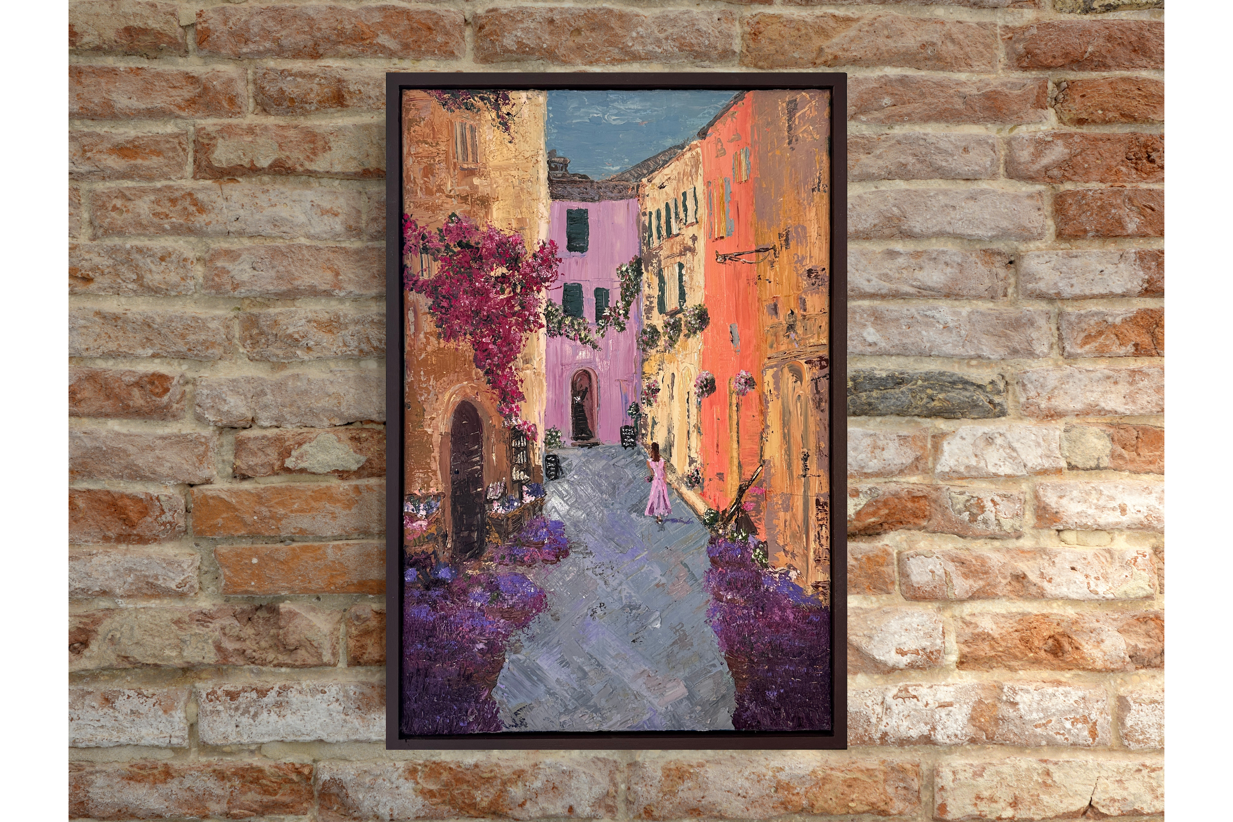 'Lavender Days' - Tuscan Hill Town Oil Painting 90x60cm