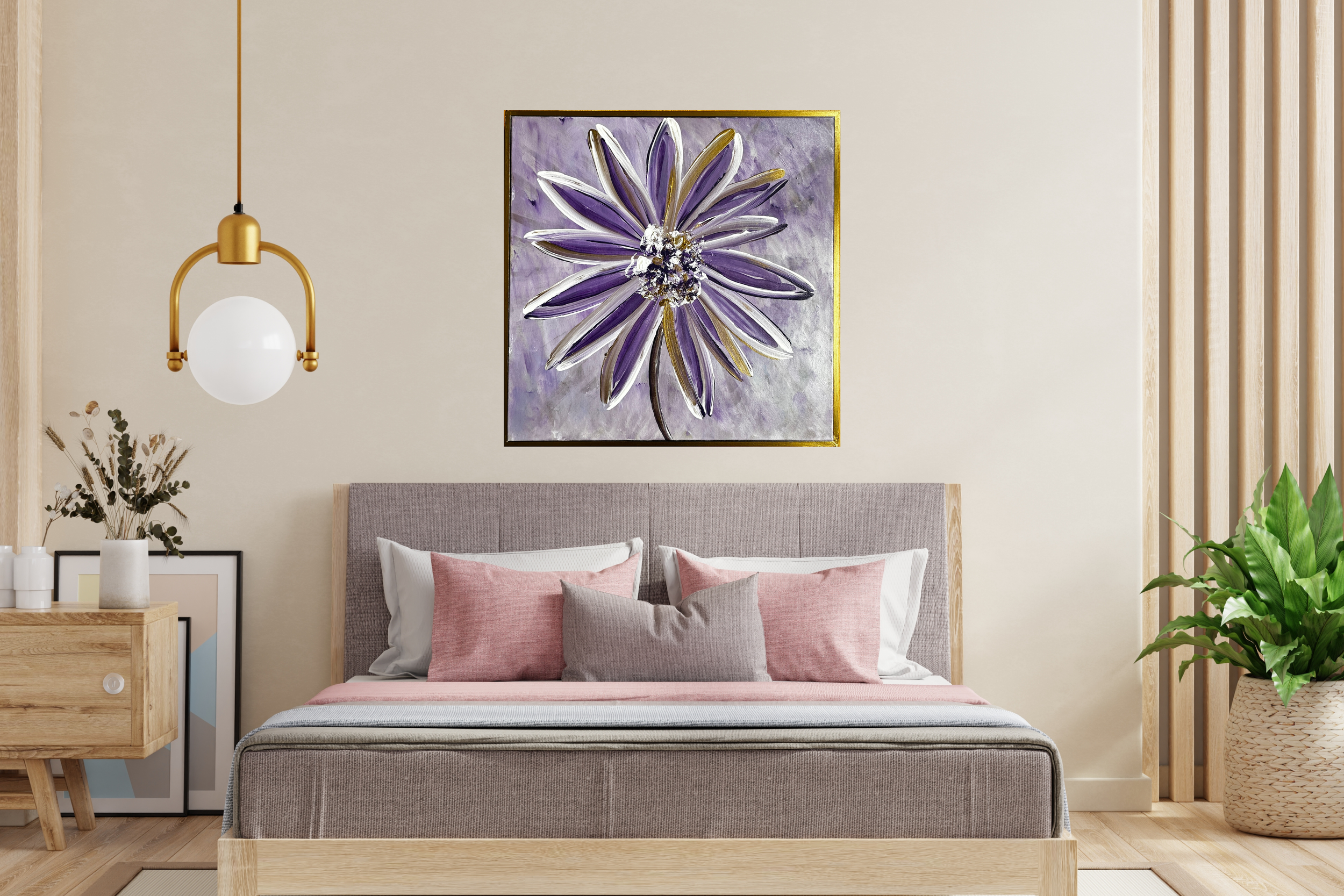 Striking Daisy 60x60cm Framed Acrylic on Canvas