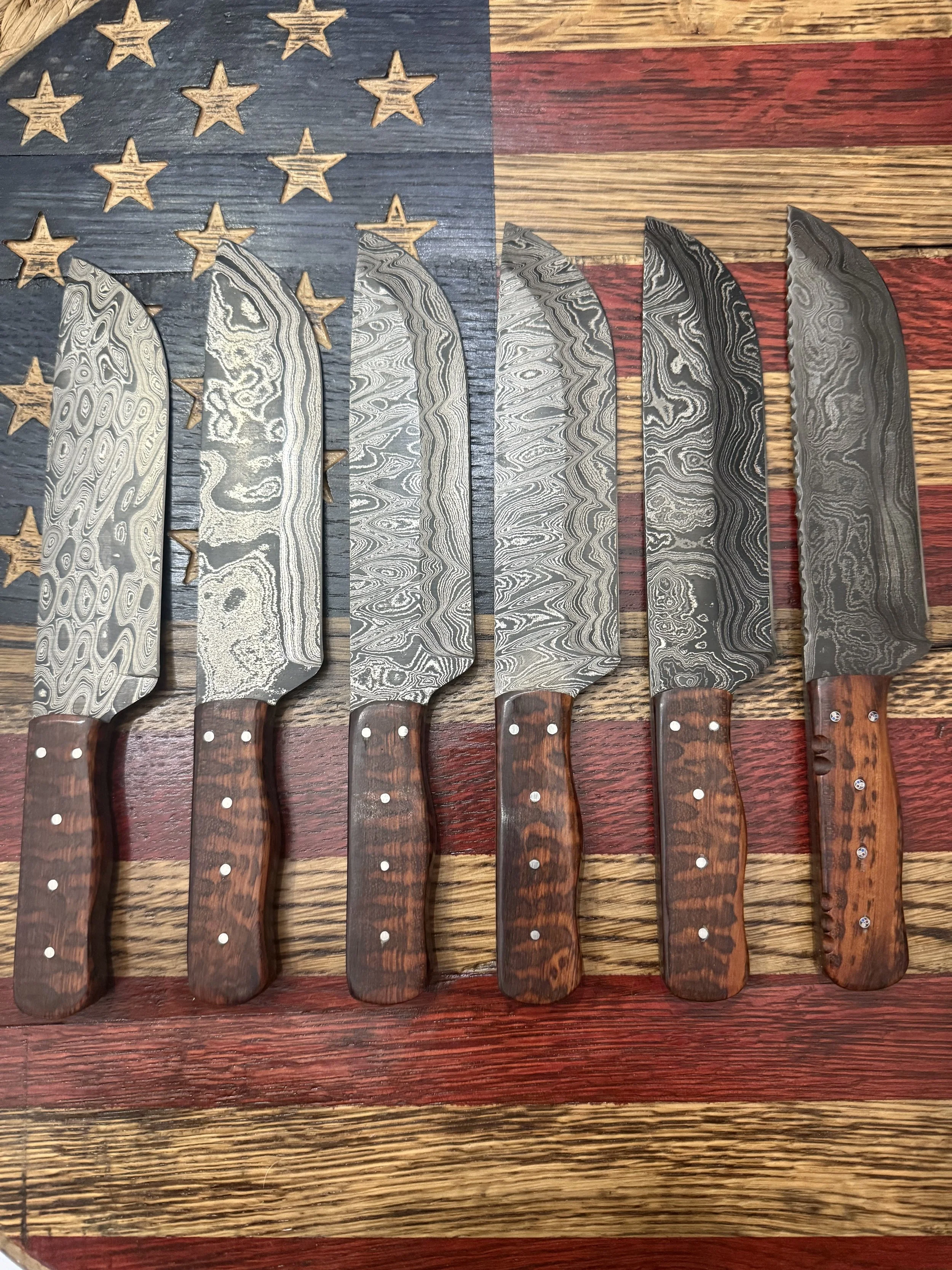Damascus steak knife set
