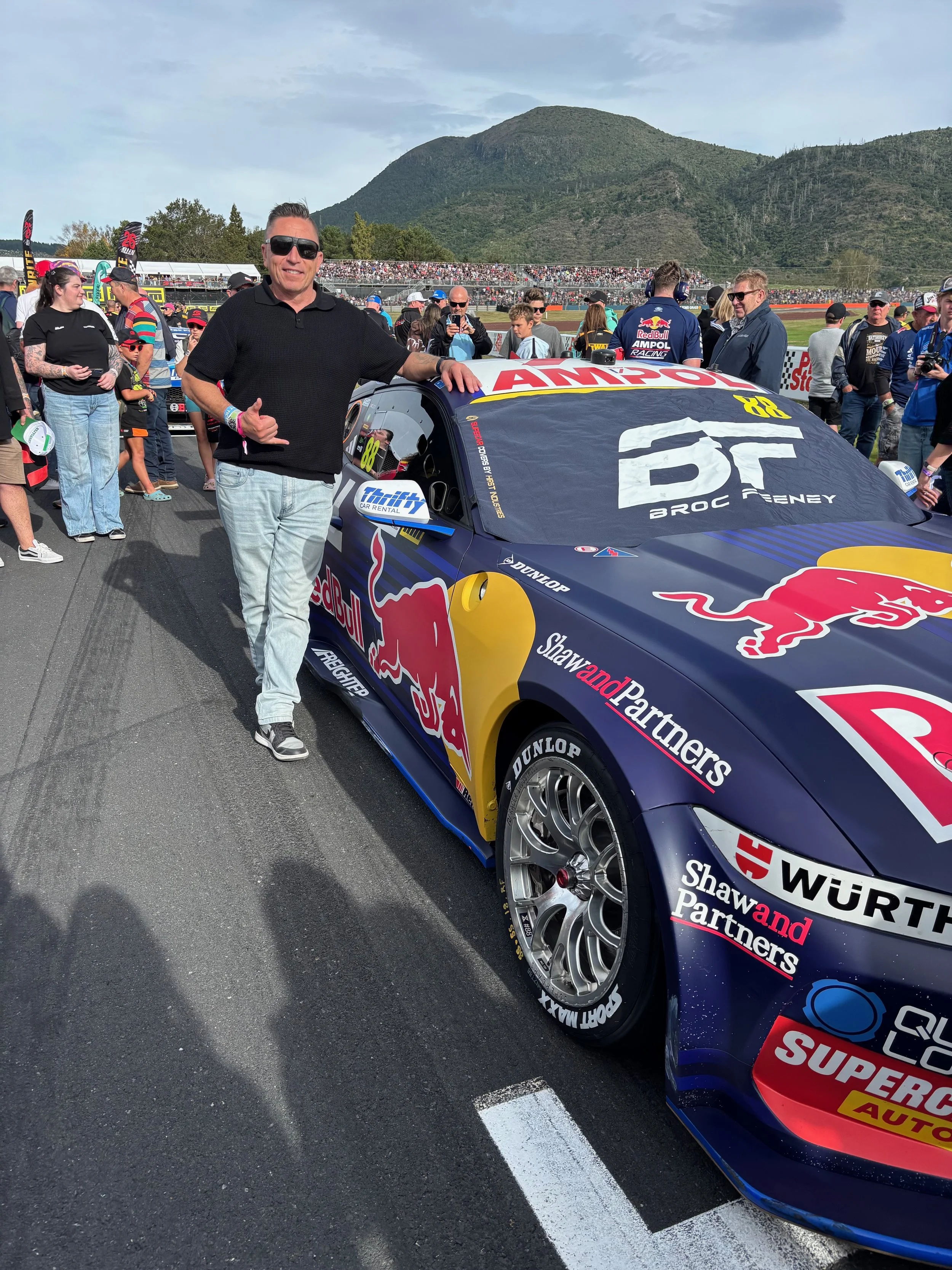April 2026.  Having a major event like the Supercars in Taupo is a massive opportunity to showcase our region on a global stage.  Being a motorsport fan myself, it was a bonus to be a guest in pit lane.  Shortly after this photo I was called to duty 