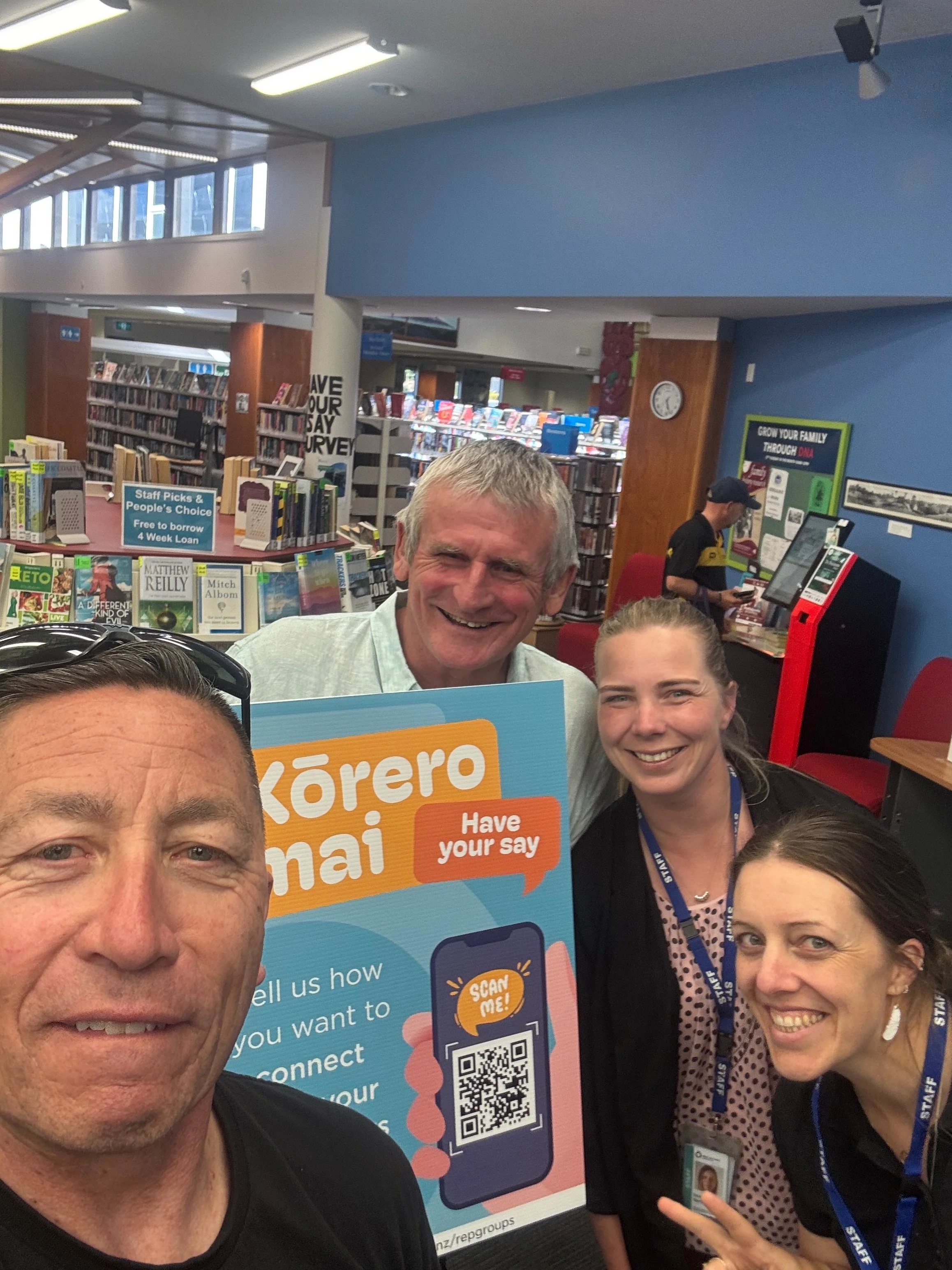 Jan 2026. Was great to get out and meet our local community and to be able to answer questions as a part of the councillor connect engagement forums.  Here with Deputy Mayor Kevin and some of our council staff.