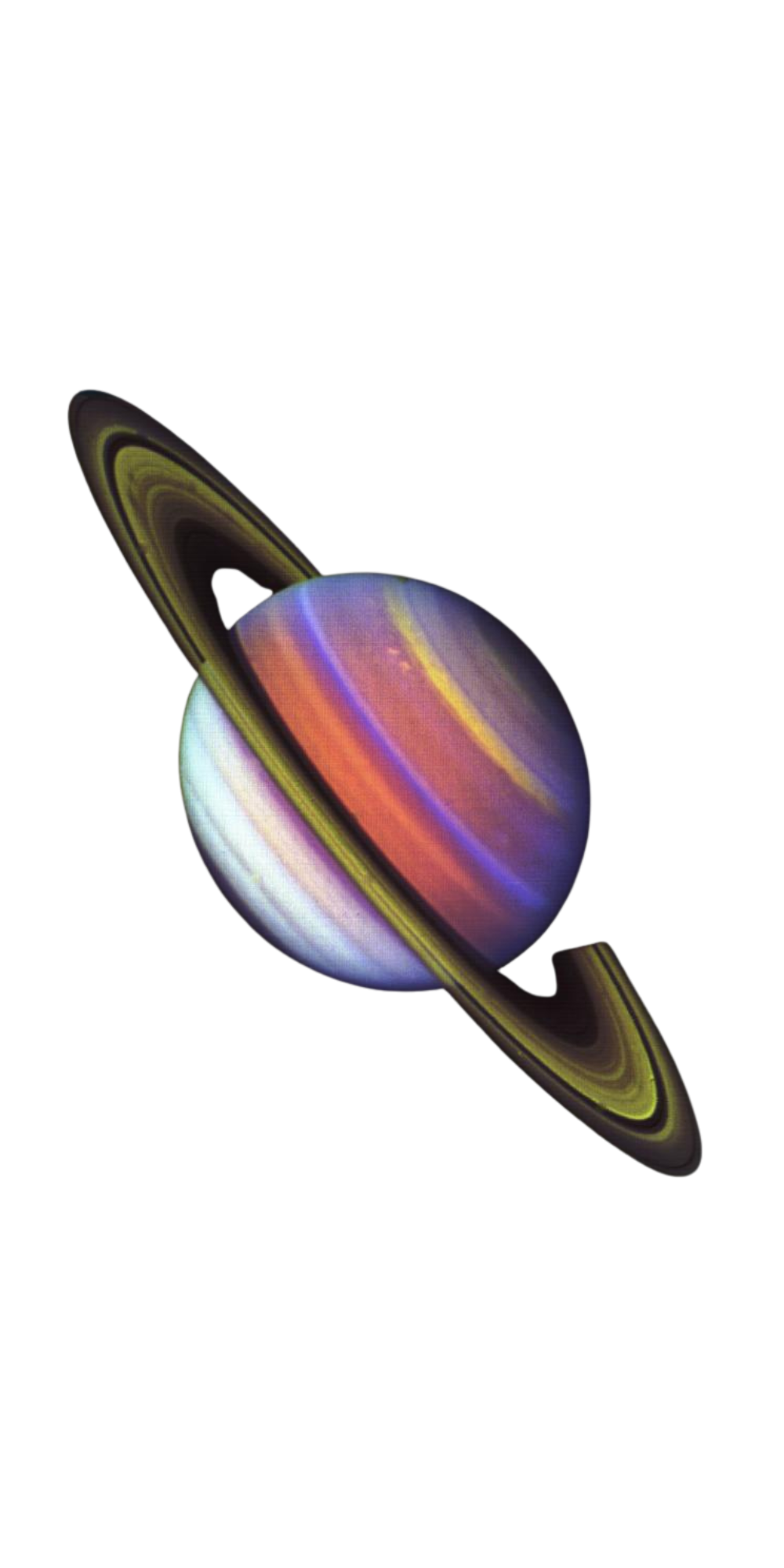 Illustration of the planet Saturn with its rings, showing vibrant colors on the planet's surface.