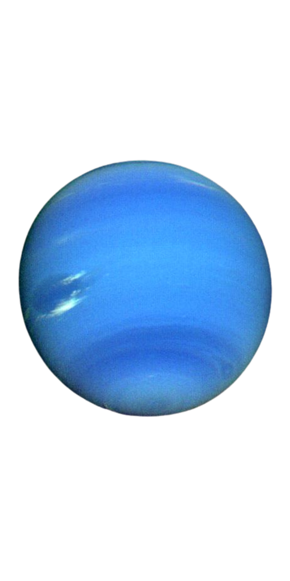 A blue planet with clouds and a dark sky background.