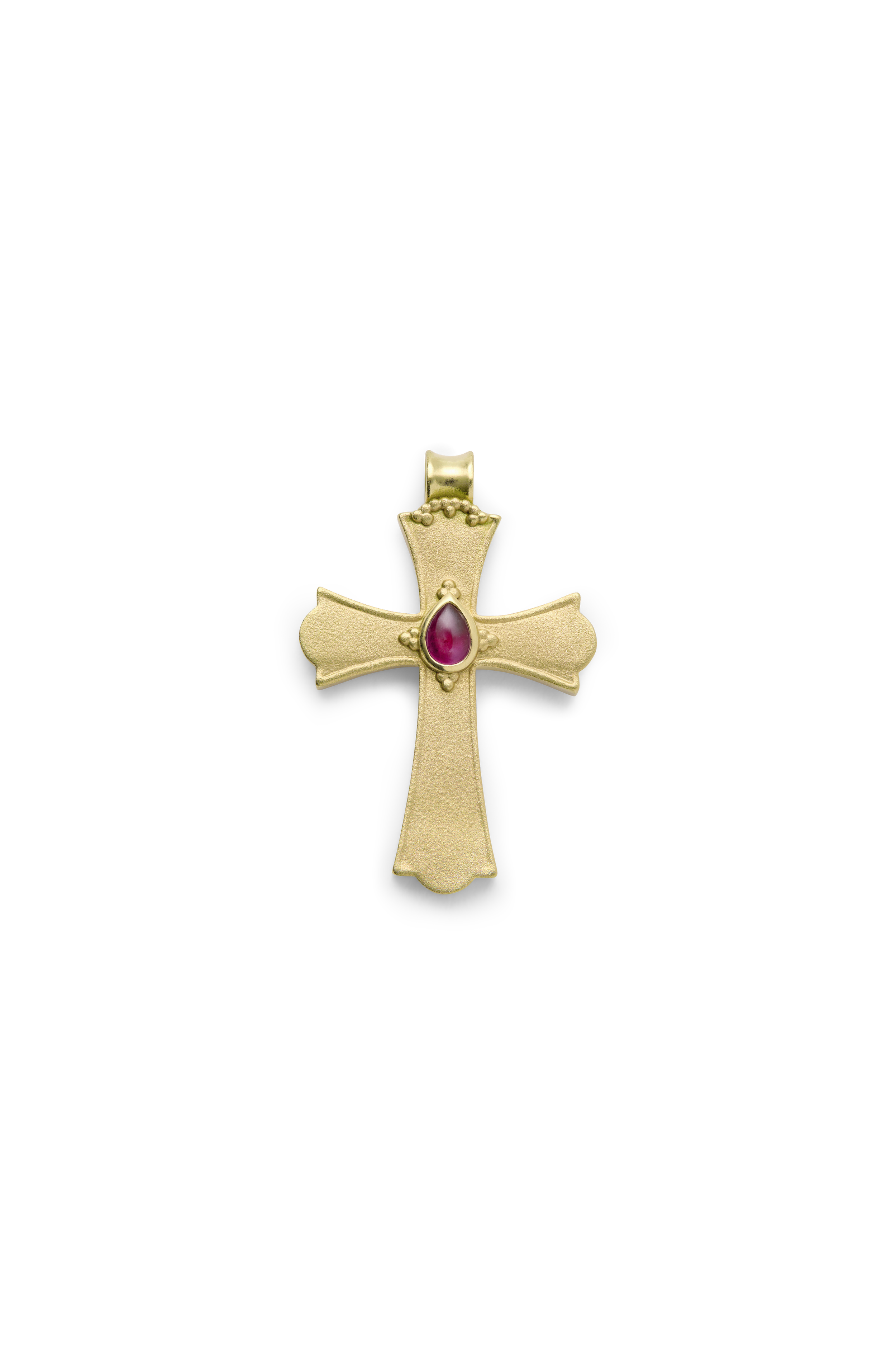 Cruz de oro de 18 kt con rubí, diseño de Sofía Sunyer