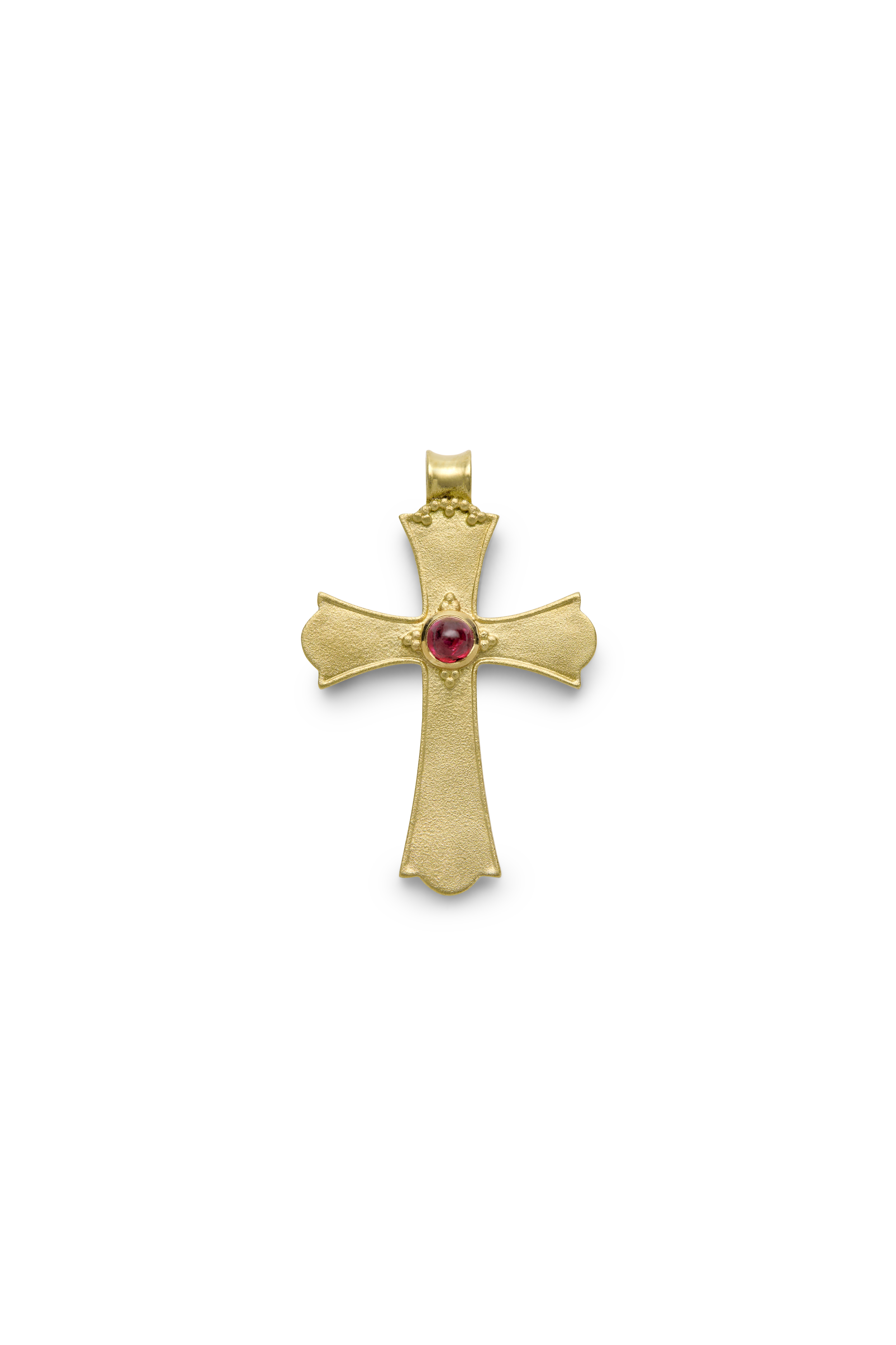 Cruz de oro de 18 kt con rubí, diseño de Sofía Sunyer