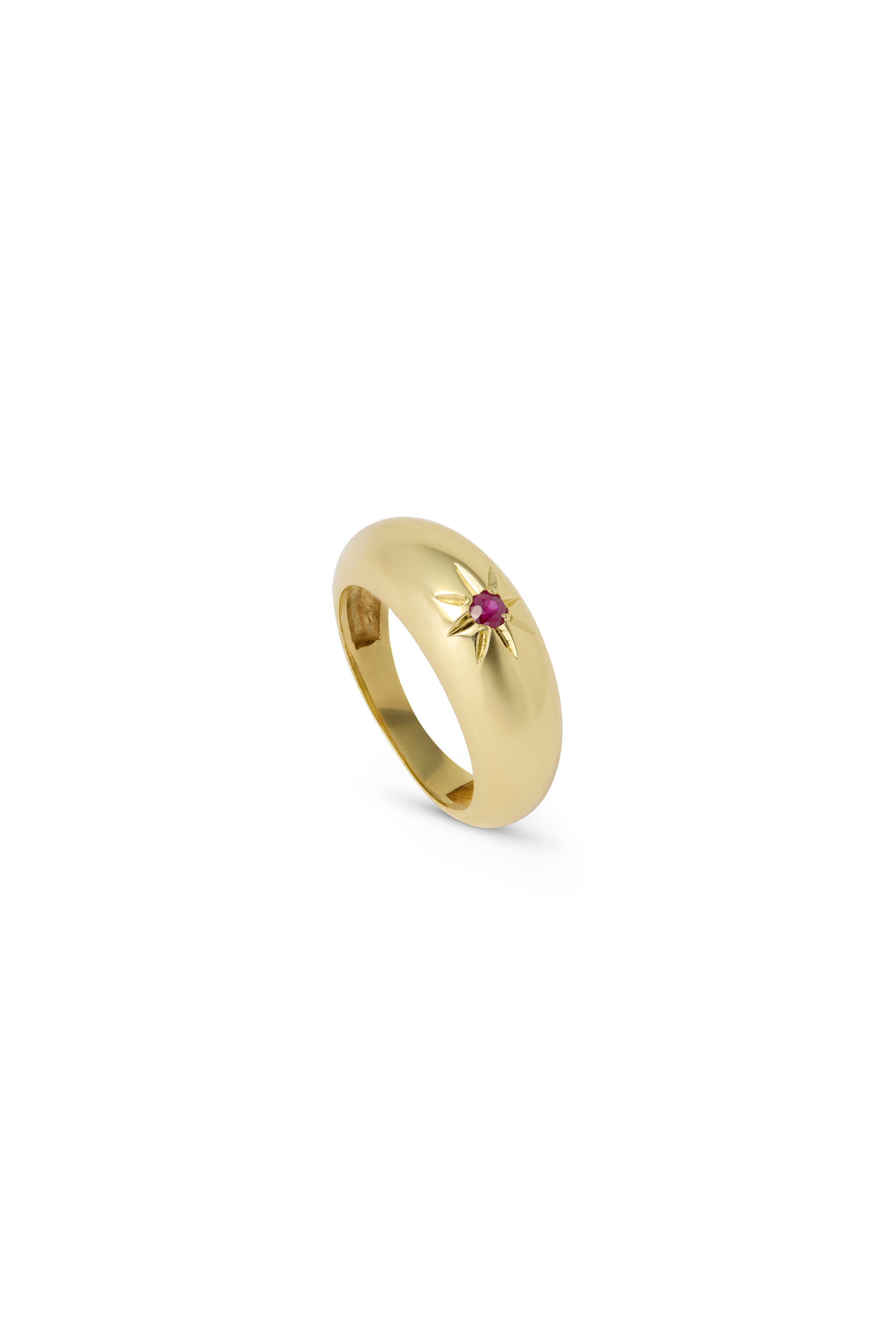 Sortija de oro de 18 kt con rubí talla brillante, diseño de Sofía Sunyer