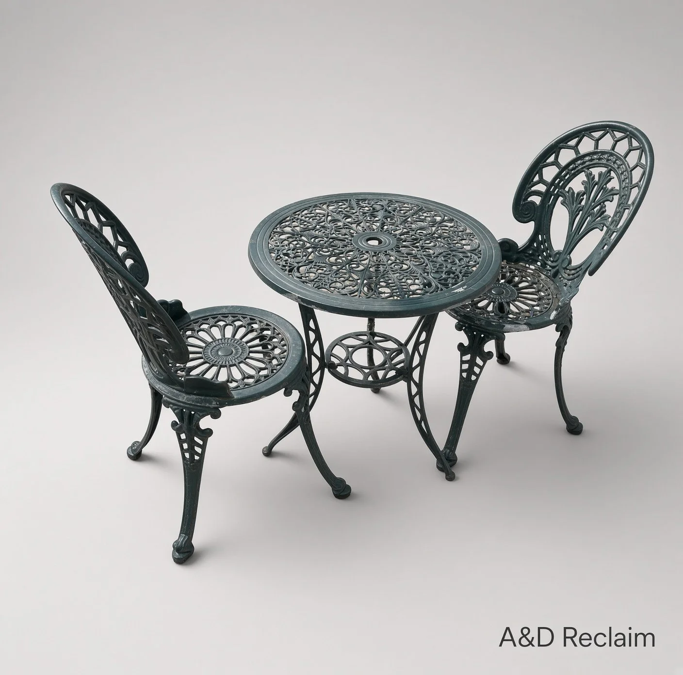 Secondhand Aluminium Bistro Set - Table & x2 Chairs