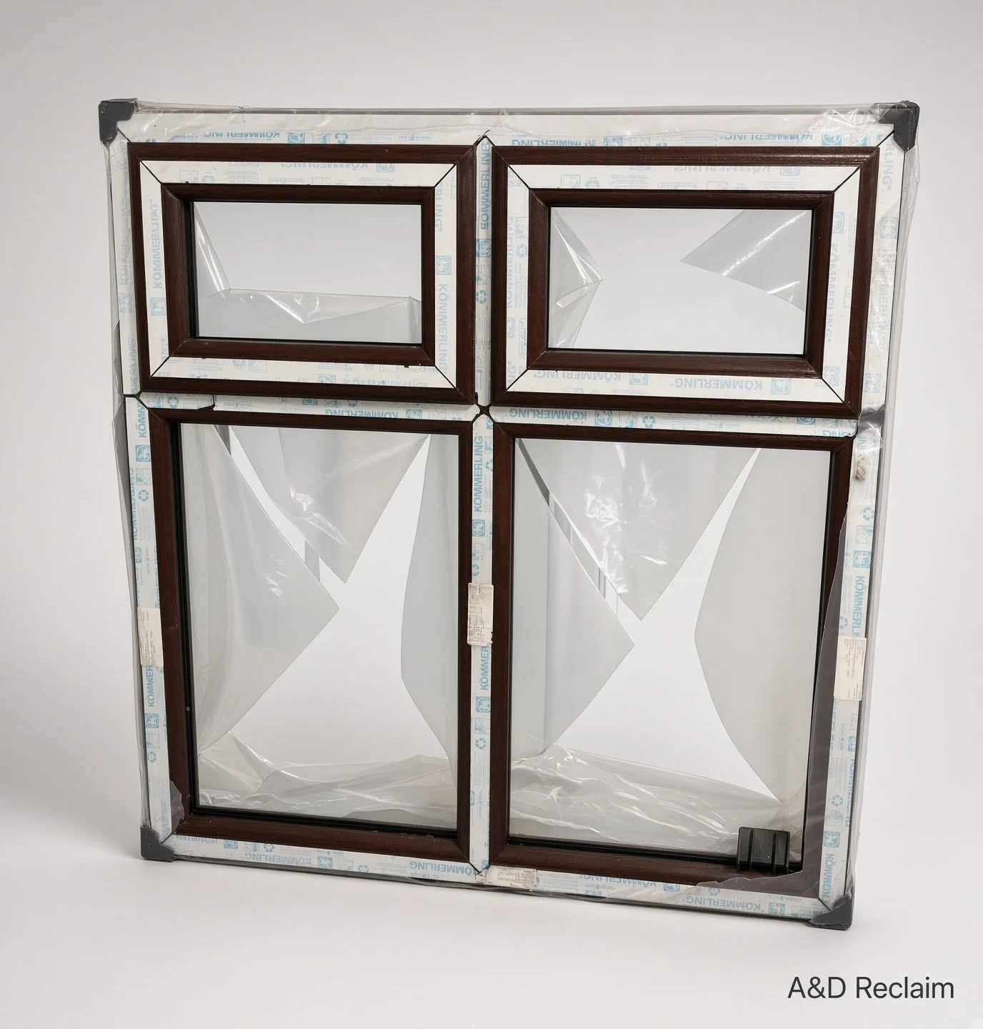 Ref B21 : New UPVC Brown Double Window Frame ( NO Glass )