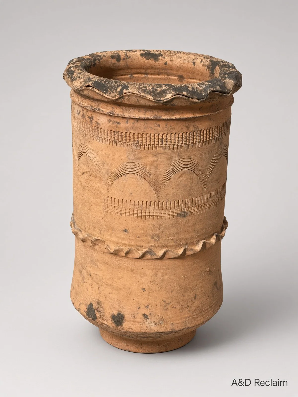 Secondhand Handspun Ornate Terracotta Planter