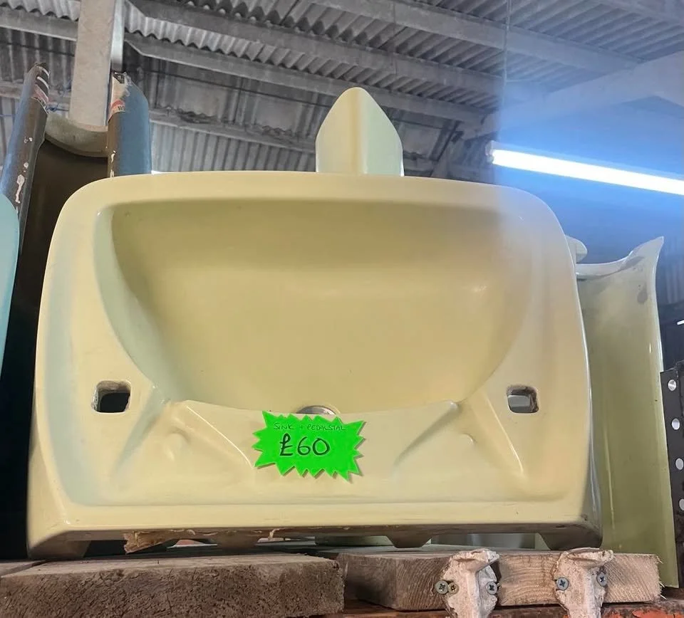 Ref 14 - Vintage Lemon Ceramic Wall Hung Sink