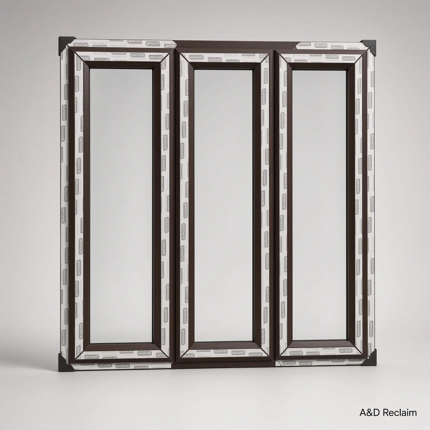 Ref 13 : New UPVC Brown Triple Window Frame ( NO Glass )