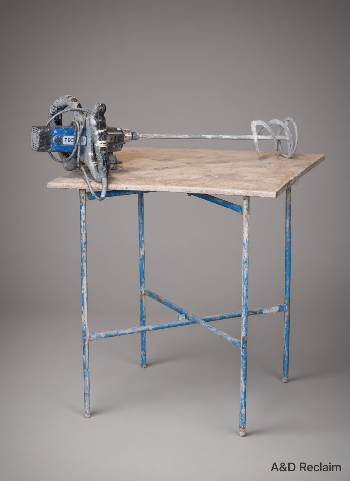 Used Plasterers Folding Table and Plaster Mixing Paddle
