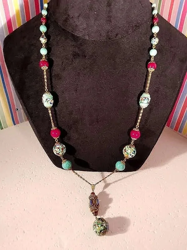 1920's Czech Glass & faux Milefoire Sautoir.