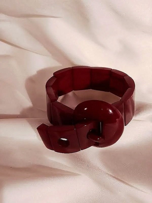 Art Deco Cherry Amber Bakelite Buckle Bracelet.