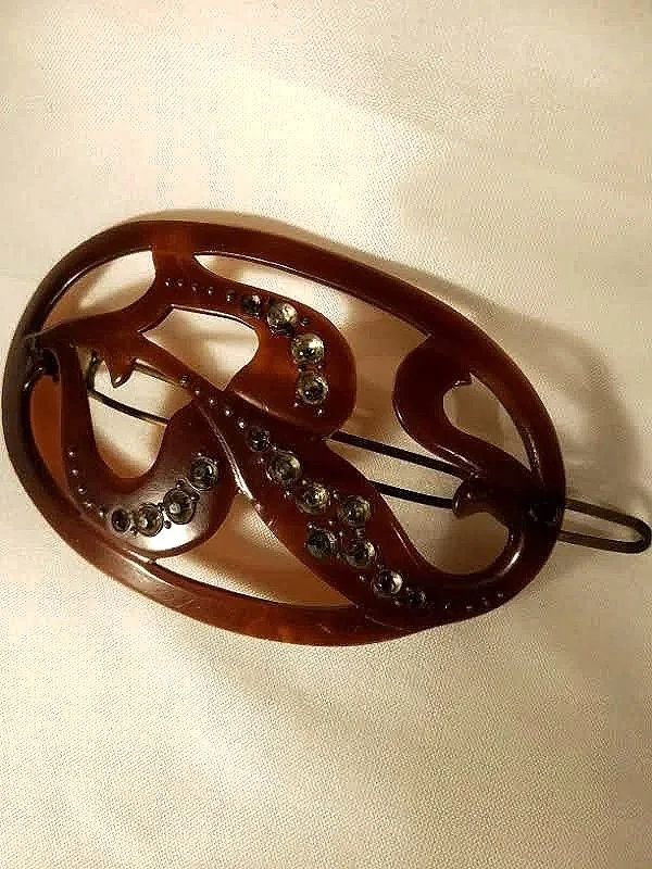 Edwardian Bakelite & Diamante Hair Clip