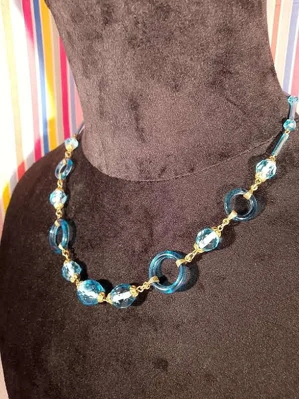 1920's Light Blue  Czech Glass necklace