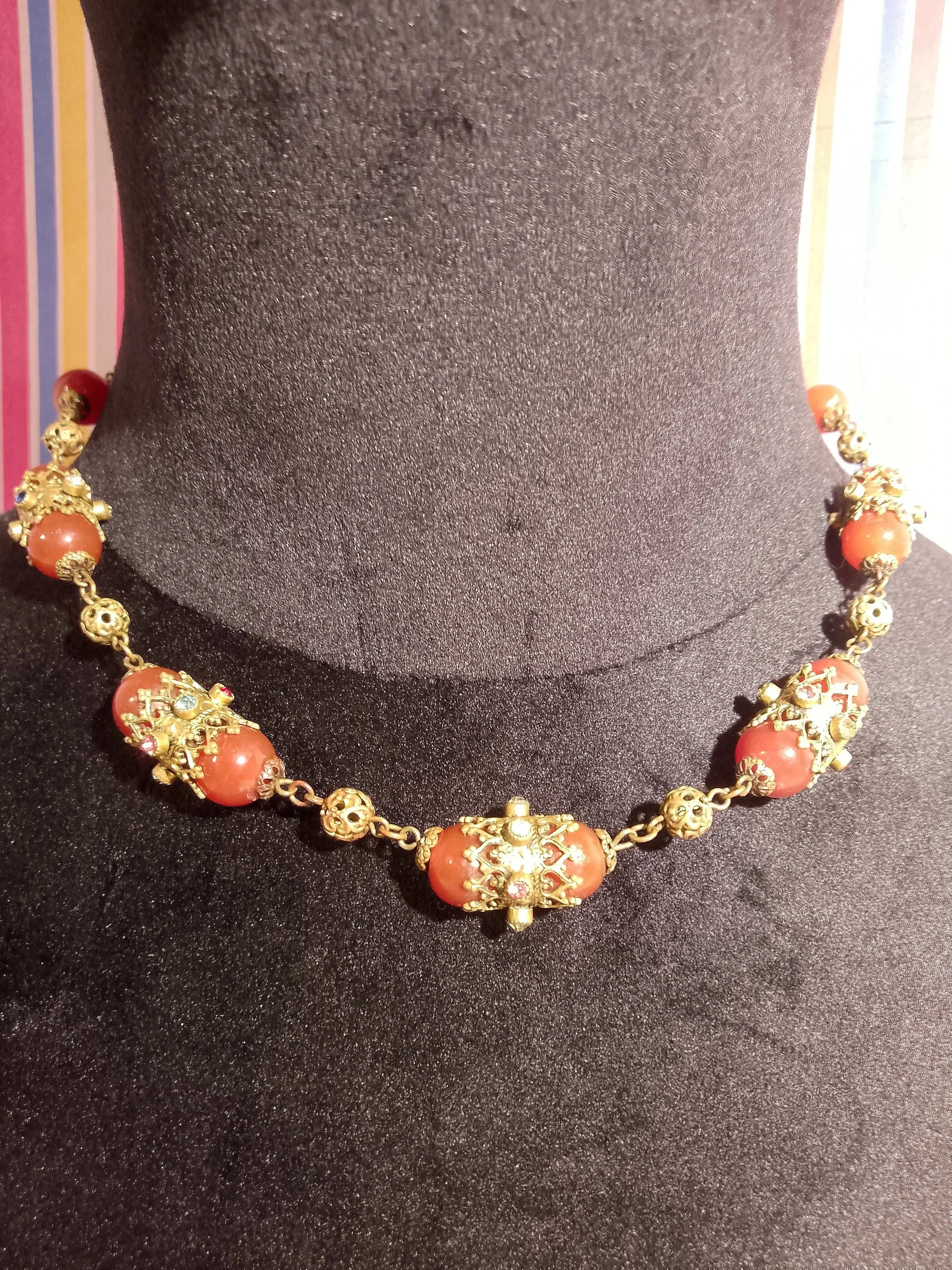 1930s Louis Rousselet  Bejewelled Sheath Glass Bead Choker.