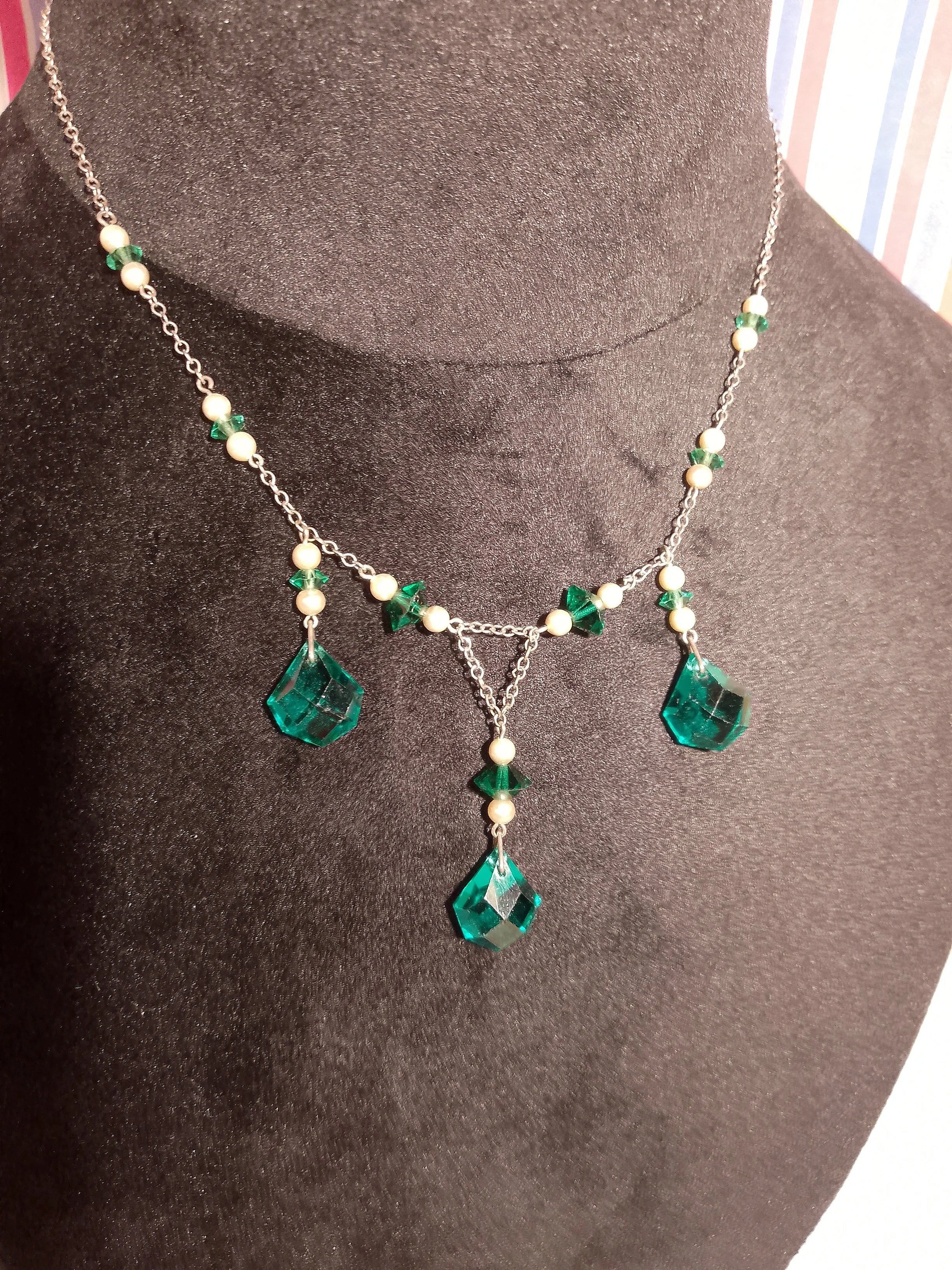 1920s Czech Glass & Cultured Pearl Necklace