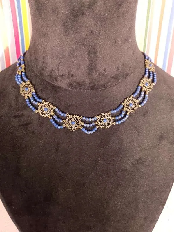 1930's Lapis & Filigree Choker.