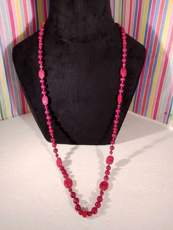 1920's Egyptian Revival Red Scarab Flapper Beads.