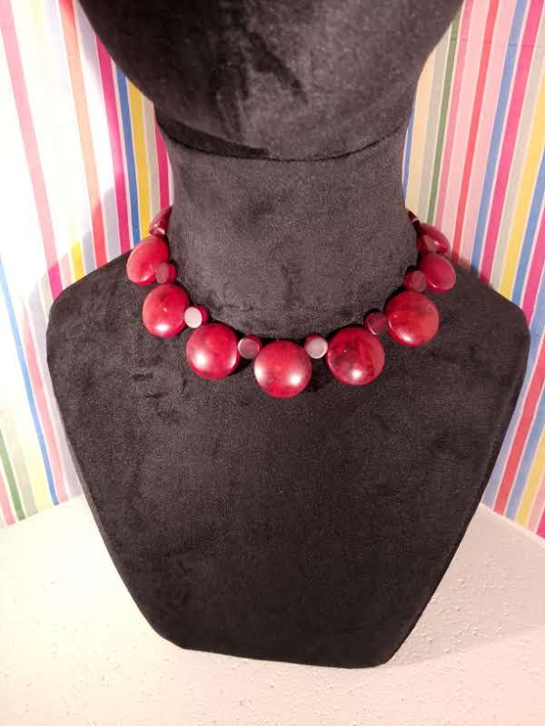 Art Deco Cherry Amber Bakelite Button Choker.