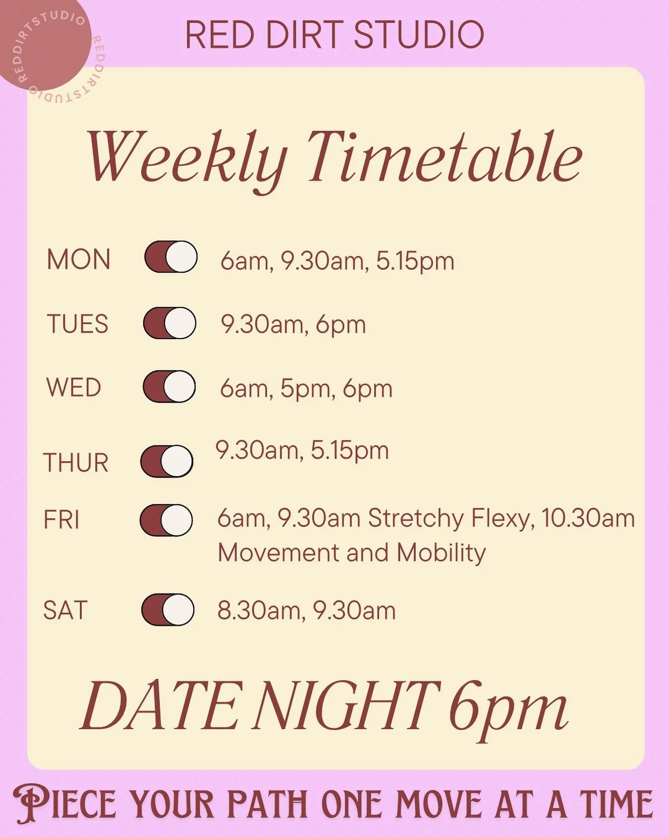 It&rsquo;s Sunday beauties and you know what that means, time to lock your weekly classes in ☺️☺️

A few changes this week so please check your bookings and times for classes to make sure your spots at locked in. 

Let&rsquo;s try date night again Fr