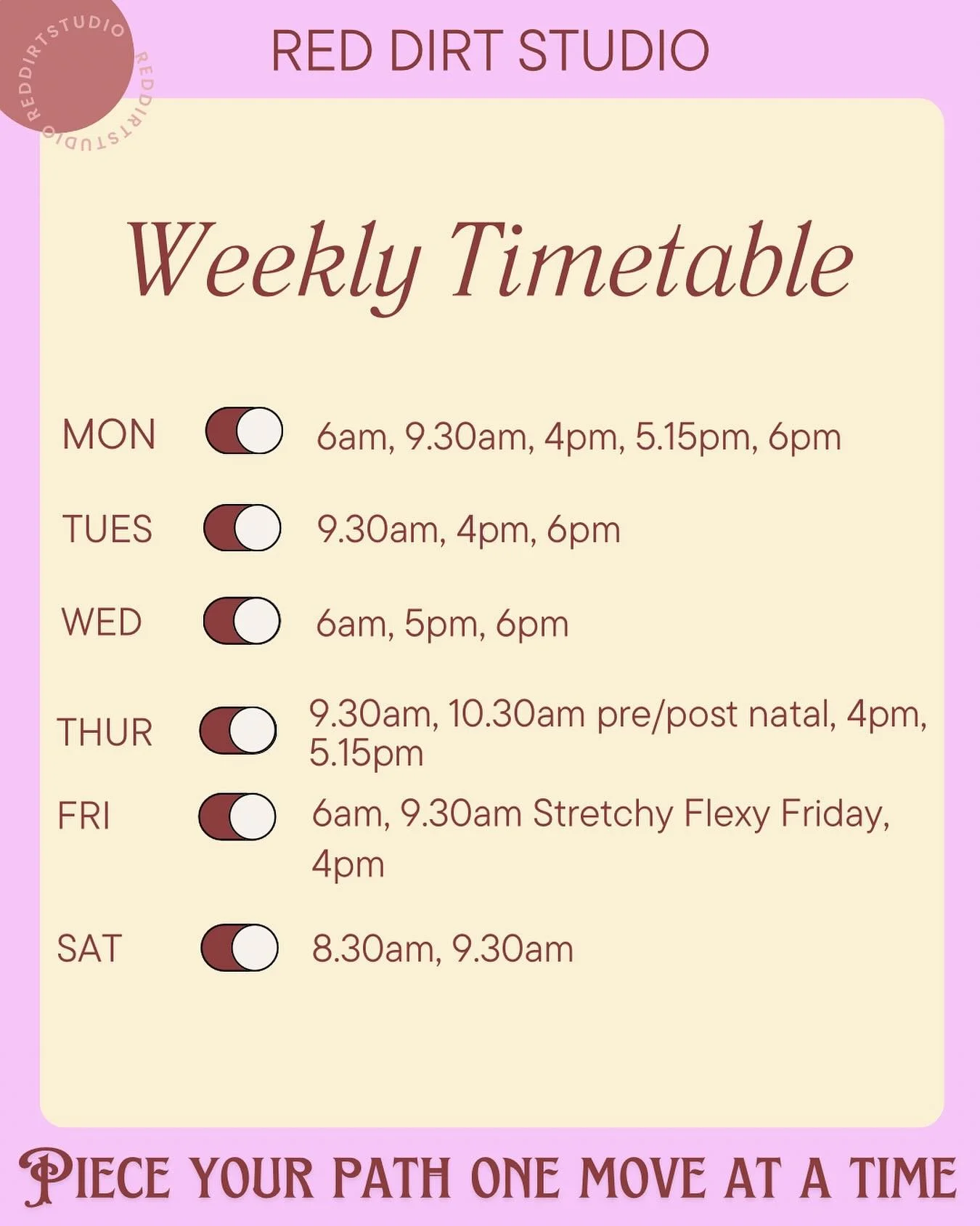 It&rsquo;s that time of the week again my friends! Let&rsquo;s hope I don&rsquo;t overlook any classes this week (yes I can now giggle about it)&hellip; 

Lock it in and we will see you in the studio beauties. 

#pilatesforeverybody #pilateswithheart
