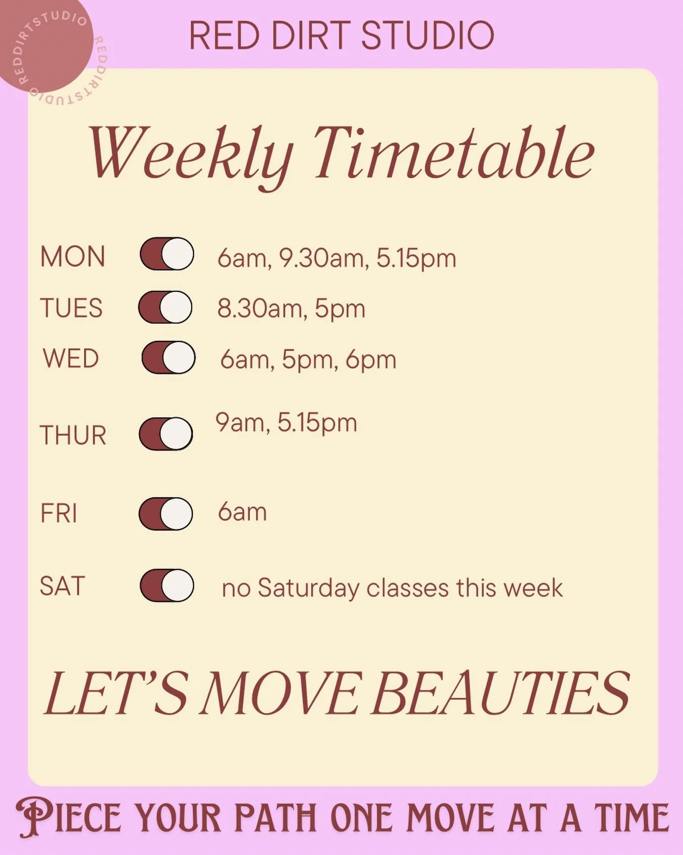 This is your sign to stop thinking about it and start moving! 

Our weekly timetable is live and we are serving strength, sweat and sass. 

Beginners welcome, advanced options waiting, good chats and laughs a guarantee. 

#pilatesstudio #pilatescommu