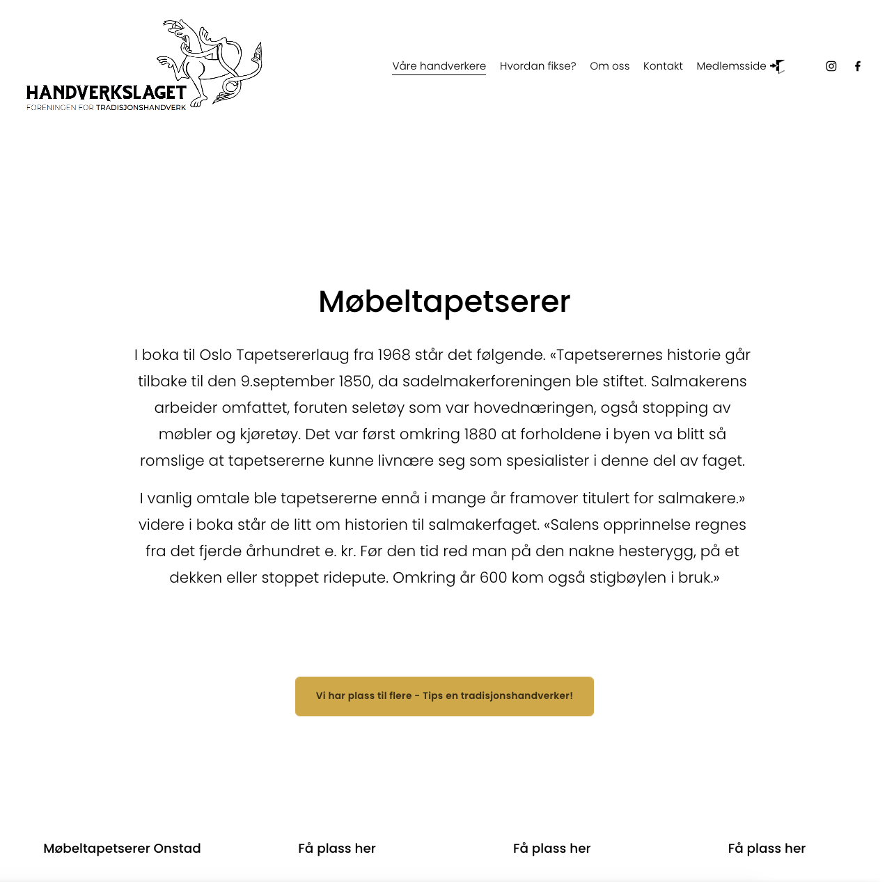 Tips en tradisjonshåndverker - møbeltapetserer