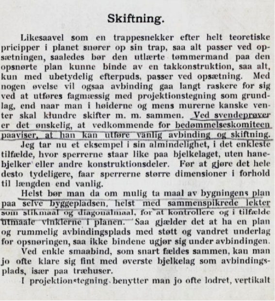 Figur 1. K. Brun 1927. Beskrivelse av skiftning og avbindingsplass.