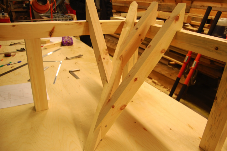 Figur 8. Et kilsperr med klo, modellbygging fra et kurs i skiftning med Axel Weller. NTNU-studiet, tradisjonelt bygghåndverk og restaurering. Læringsarena Vestland.