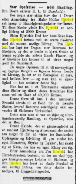 Om Randine Hjerleid 18.09.1889