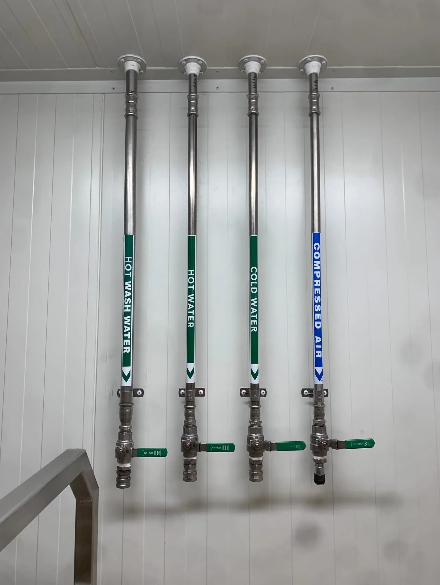 Like many food and beverage installations, stainless steel pipework is specified throughout the job due to its durability, hygiene properties, and resistance to corrosion. For this installation, 22mm &amp; 28mm stainless steel pipe and press fittings