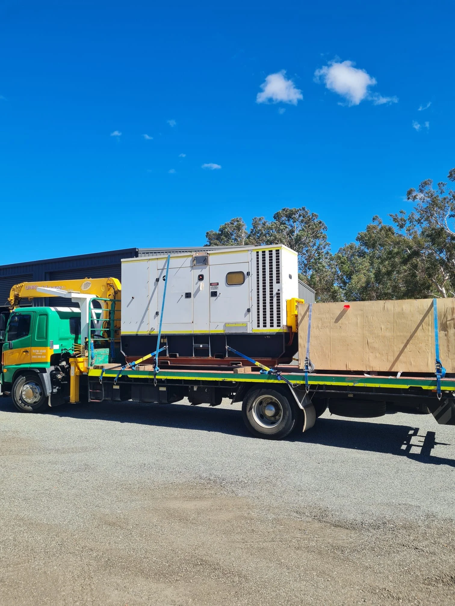 Reliable generator transport services across Perth and Perth Hills using our Hiab crane truck for safe loading, delivery and positioning of industrial, commercial and residential generators.
