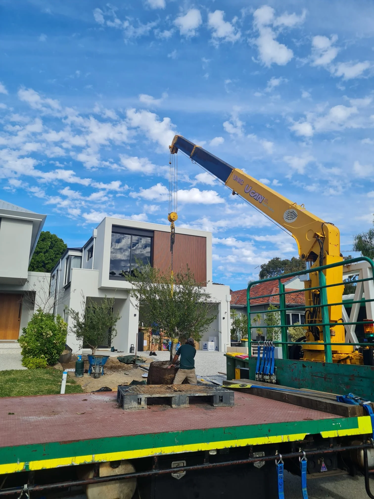 Our crane truck is regularly used for tree relocation, landscaping projects and specialist outdoor lifting in conjunction with landscaping businesses and nurseries all across Perth.