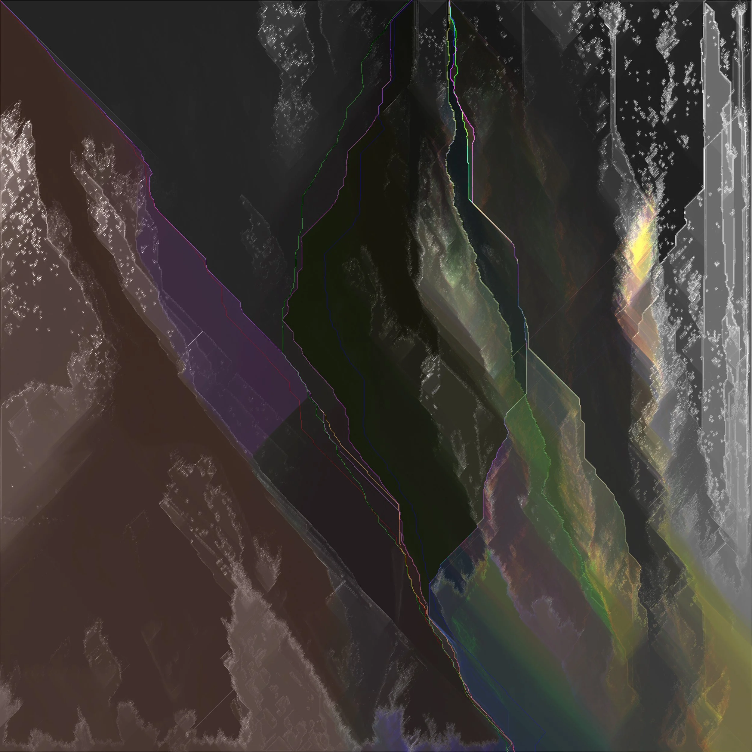 Abstract digital art with colorful lines and shapes on a dark background.