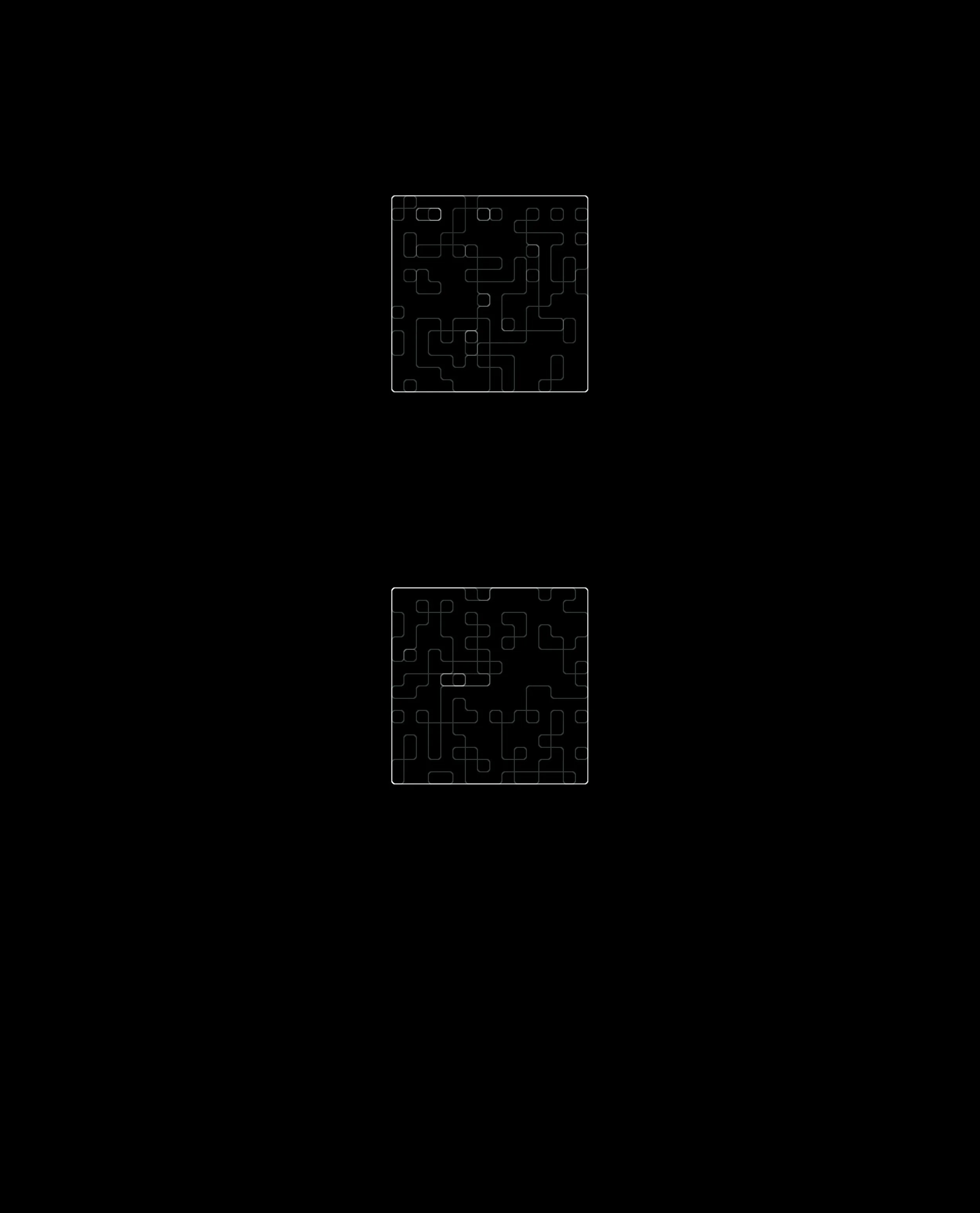 Comparison of two black electronic chips with intricate white circuit patterns, labeled 'Before' and 'After'. Digital Art.  Generative Art