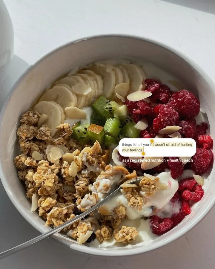 sorry not sorry (!!) things i&rsquo;d tell you as a registered nutrition + health coach if i wasn&rsquo;t afraid of hurting your feelings ⭐️

☆ the stress you feel about what you&rsquo;re eating is probably doing more damage than the food itself, bec
