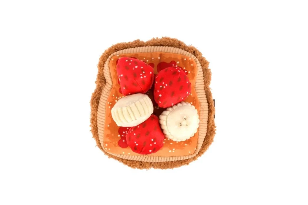 IHOP french toast toy showing durable double layered fabric and sounds