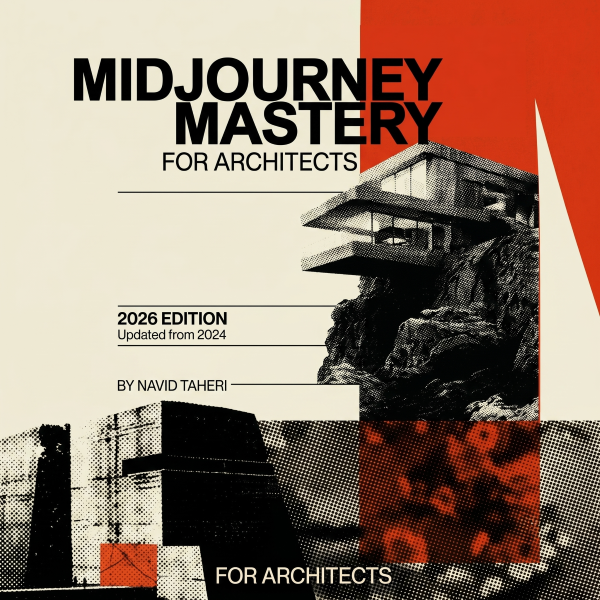 Cover of the book “Midjourney Mastery for Architects” by Navid Taheri, 2026 edition