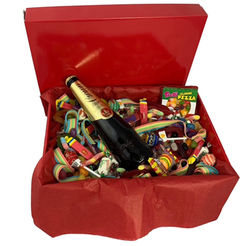 Mixed Lolly Hamper Box with Allens, Trolli, Chew Mix, Chupa Chups, Natural Fruit Chews plus Alcohol