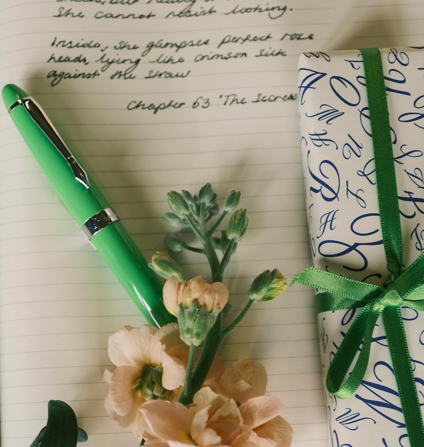 The Lime Green fountain pen. Looking good either gift wrapped or in use! #ploomspens #fountainpen #giftsforher #giftsformum