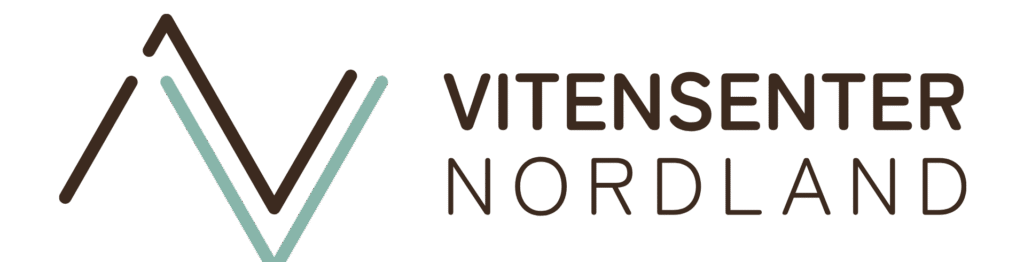 Logo for Vitensenter Nordland med stiliserte fjell og teksten 'VITENSENTER NORDLAND'.