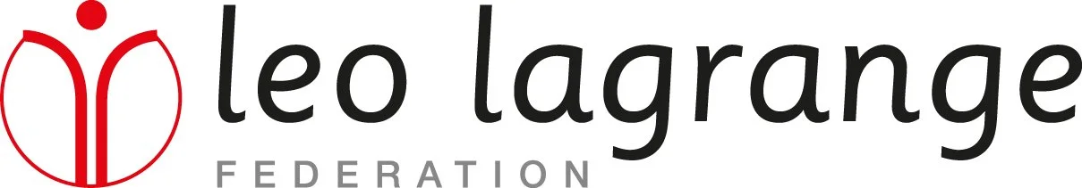 Logo for Leo Lagrange Federation med en rød sirkel og svart tekst.